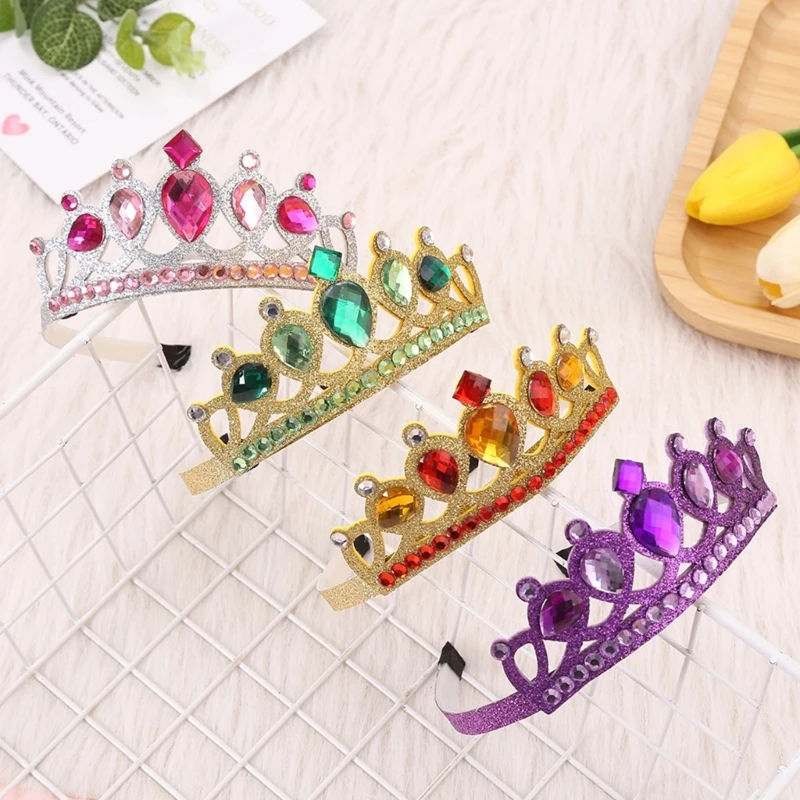 

Детская блестящая повязка на голову для принцессы, ободок для волос, Женская корона, ювелирное изделие в подарок на день рождения