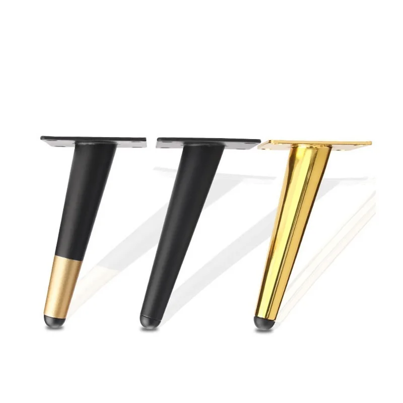 15cm High Steel Legs with Mounting Plate for Cabinet or Low Table, Gilded or Black, Options of 12/20/25/30cm