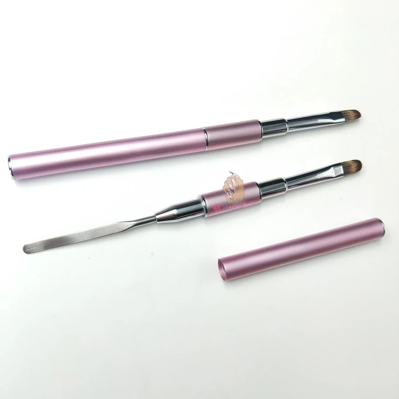 Двусторонняя кисть для наращивания ногтей розовая акриловая УФ-ручка рисования