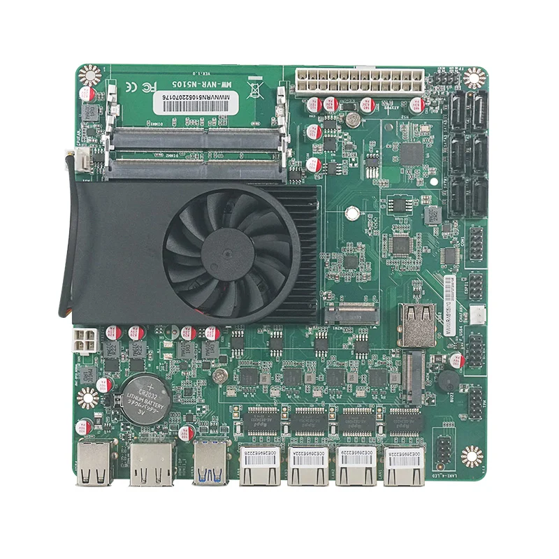 N5105 ITX Industrial Motherboard NAS for Quad Core Four Thread Low Power Consumption 4LAN 2.5Gbps Inter i225 M.2 Slot 6 SATA