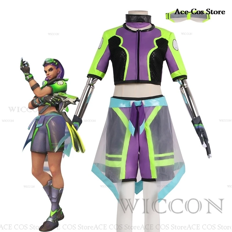 Overwatch Sombra костюмы для косплея Оливии коломара женский топ и шорты из кожи тулума