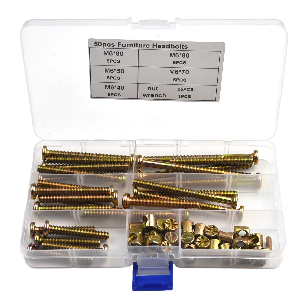 

Robust Hexagon Socket M6 Bolts and Cylindrical Nuts Set for Flat Furniture and Joining Timber Galvanised Material