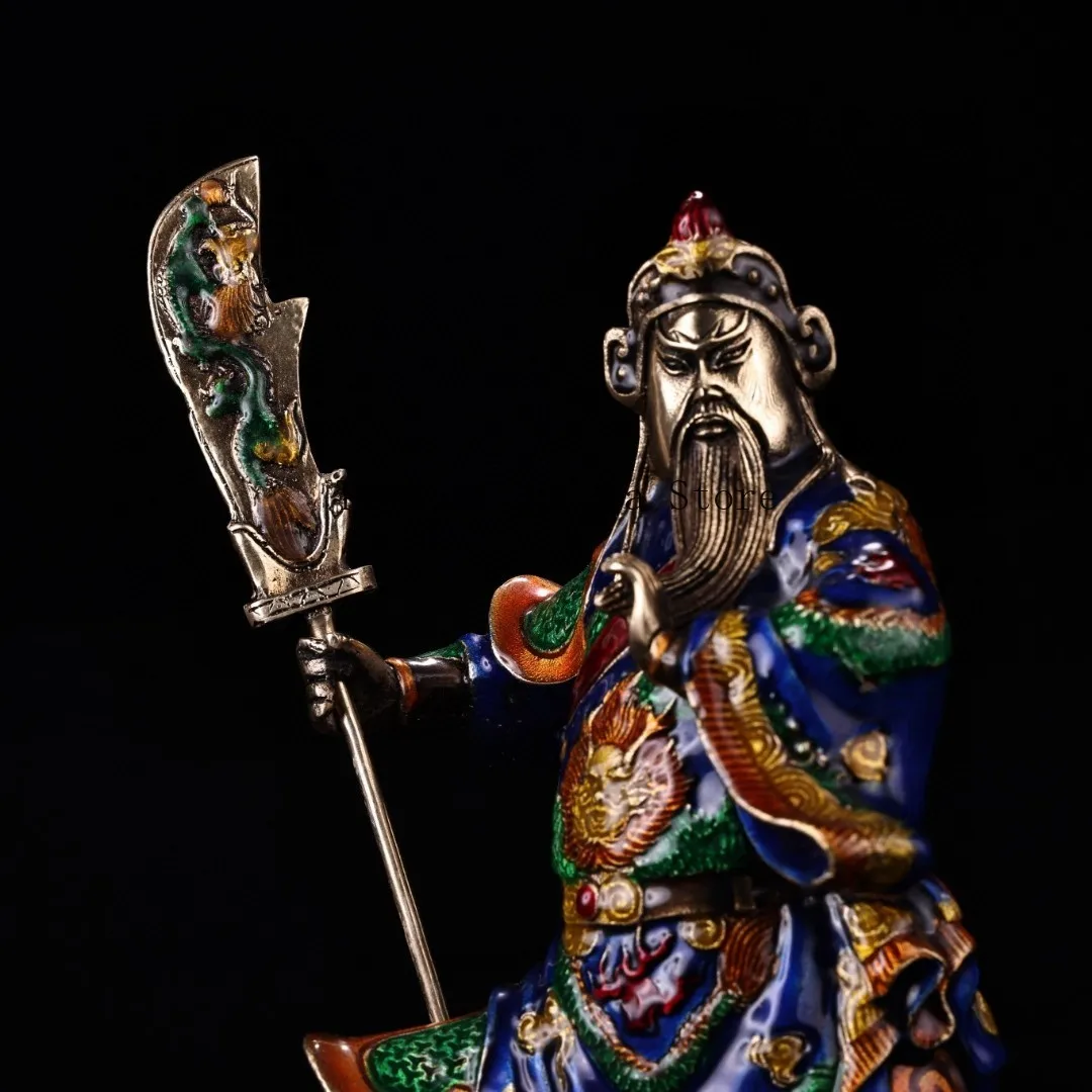 Статуя из чистой меди старая латунь перегородчатая статуя Guan Gong Station Будды Yuguan Erye