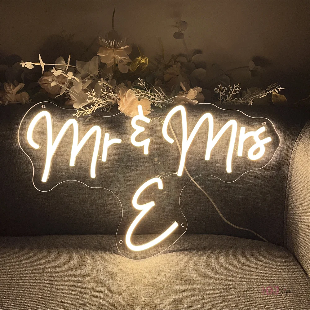 

Mr Mrs Neon Light Sign Art Wall Hanging Decor Led Neon Sign Lights for Wedding Party Home Bedroom Wall Decorations neon Lamps