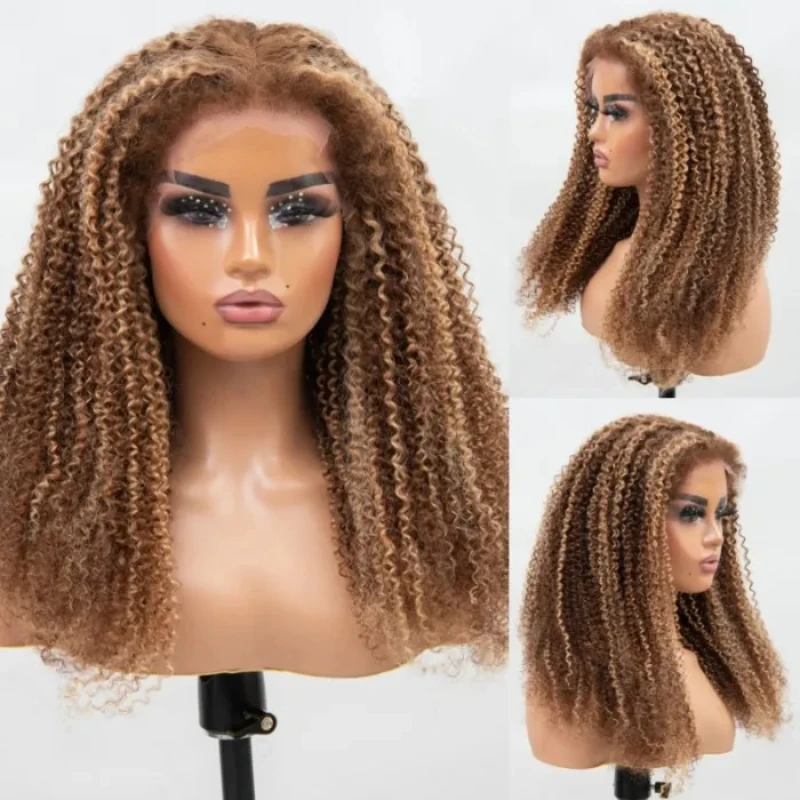 

UNice 13x4 Pre Cut Lace Front Highlighted Honey Blonde Kinky Curly Wig With Baby Hairs Glueless Wg Human Hair Ready To Wear