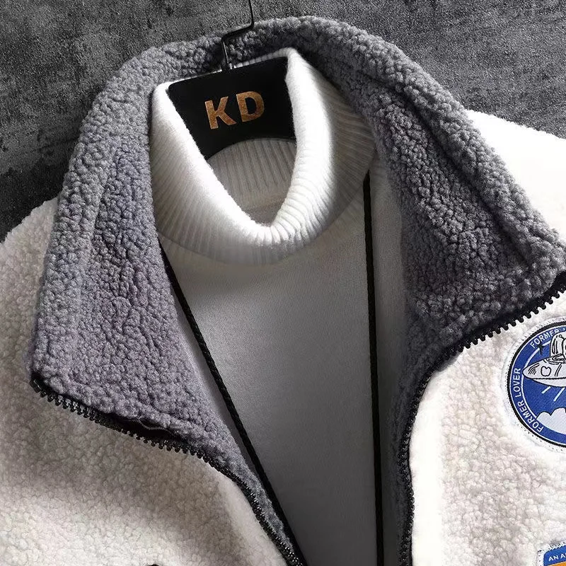 Men's Fleece Thickened Thermal Padded Jacket Autumn And Winter Casual Loose Plus Size Coat Solid Color Men's Clothing