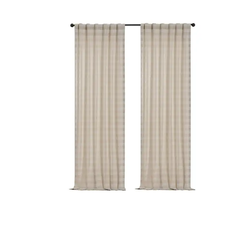 

Horizontal Stripe, Rod Pocket Back Tab, Single Sheer Curtain Panel, Linen, 50 x 84