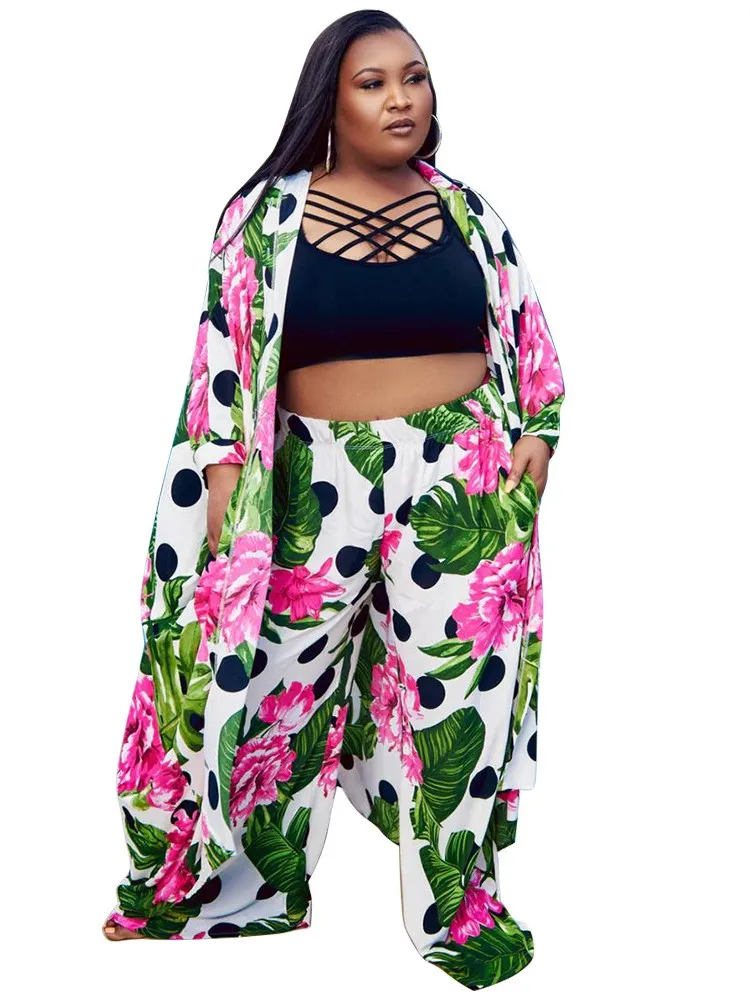 

Robes Two Piece Set African Clothes For Women Fashion Suits Cardigan Long Dress And Wide-leg Pants Party Lady Matching Sets