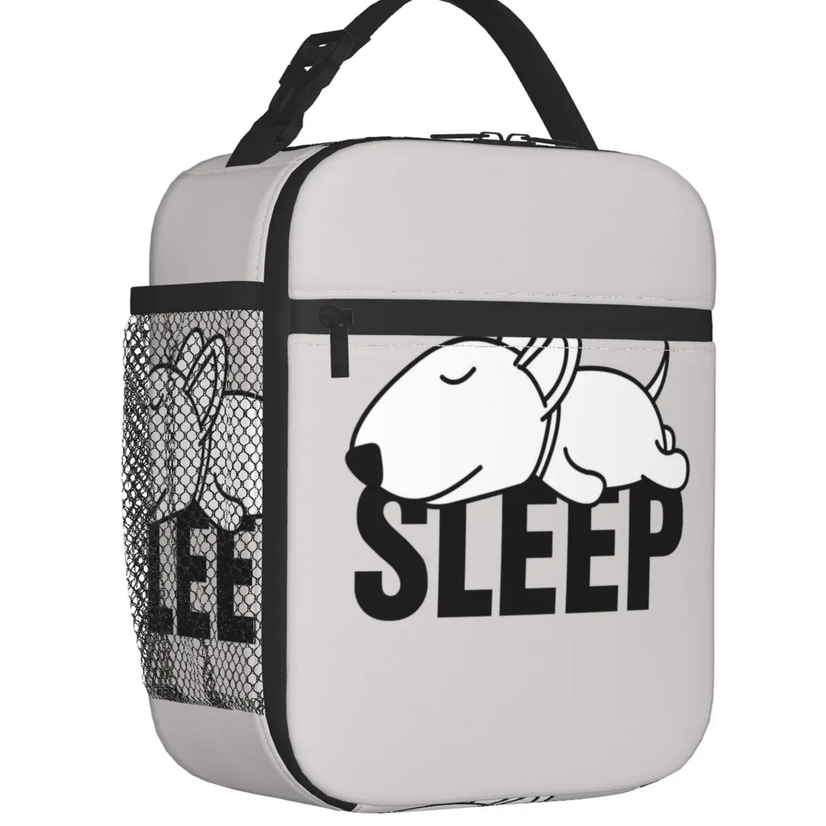 Sleeping Bull Terrier Dog Thermal Insulated Lunch Bags Women Cartoon Animal Resuable Lunch Tote for Kids School Storage Food Box