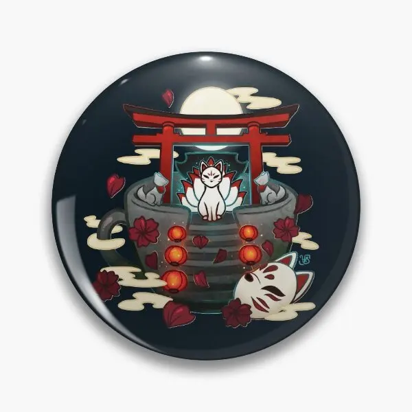 

Moonlit Kitsune Teacup мягкая пуговица булавка для одежды металлическая Милая шляпа мультяшная булавка на лацкан подарок любимый женский значок брош...