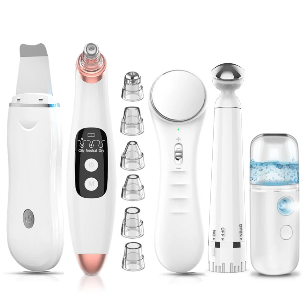 

facial massager instrument+Ultrasonic Skin Scrubber+Blackhead Remover Electric Pore Cleaner+Nano spray Face Steamer+Eye beauty