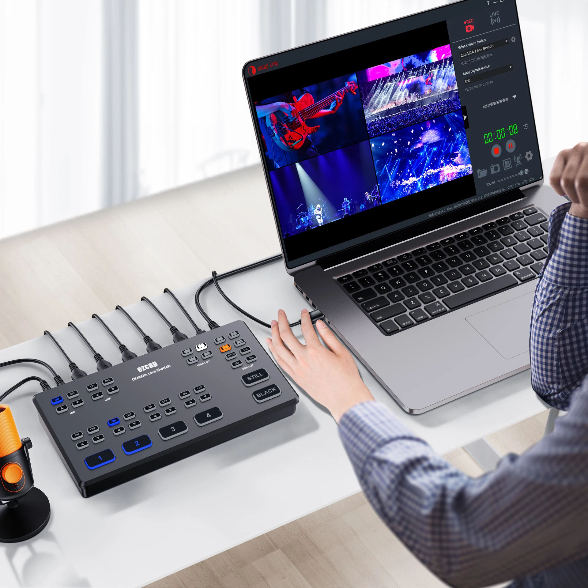 Ezcap328 Quada 4 порта HDMI мультикамеры живой переключатель видеозахвата фотография коробка для записи 1080p @ 60fps Mic In