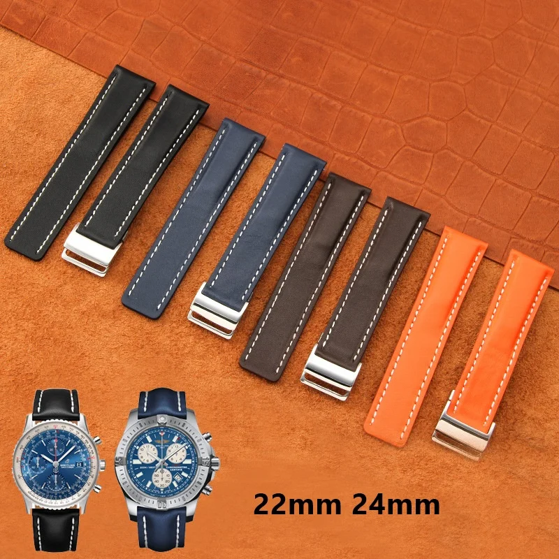 

Cow Leather Watch Strap for Breitling NAVITIMER SUPEROCEAN HéRITAGE Series 22mm 24mm Accessories Watch Bracelet Replacement