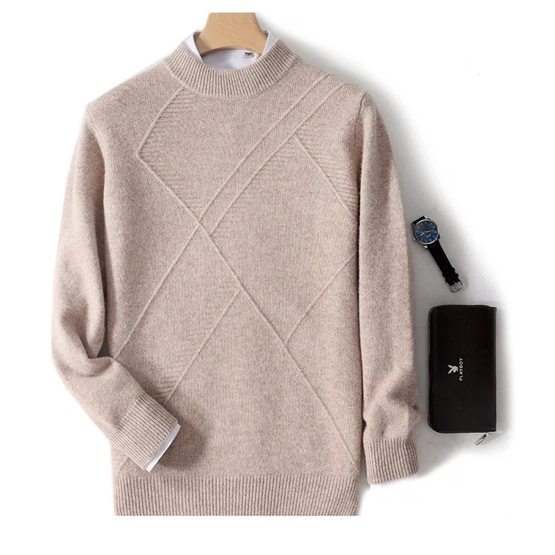 Новый утолщенный мужской свободный пуловер из чистой шерсти на осень и зиму