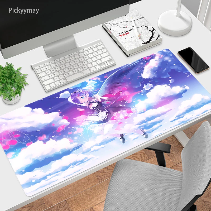 

Anime Re Zero Locked Edge Mouse Pad 80X30 Kawaii MousePad Oversized Laptop Keyboard Rubber Pads Gaming Table Mat Antislip 90x40