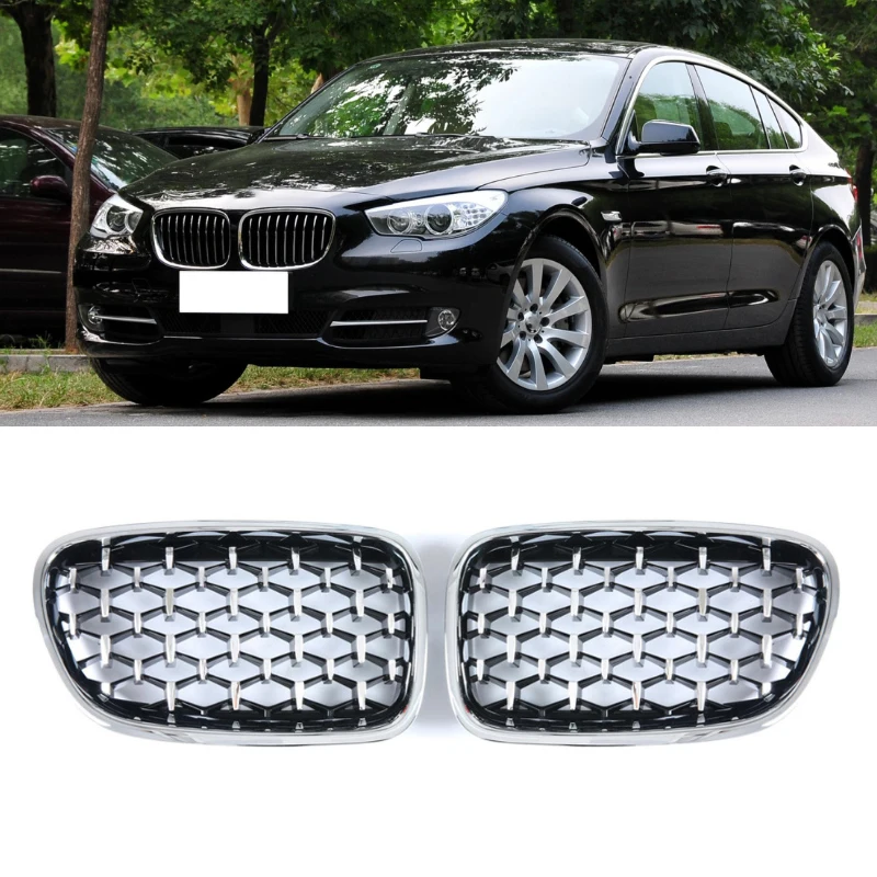 

1 Pair Diamond Car Front Hood Kidney Grills Racing Grills For BMW F07 5 Series GT 520 528 530 535 550 10-17 Accessories Grille