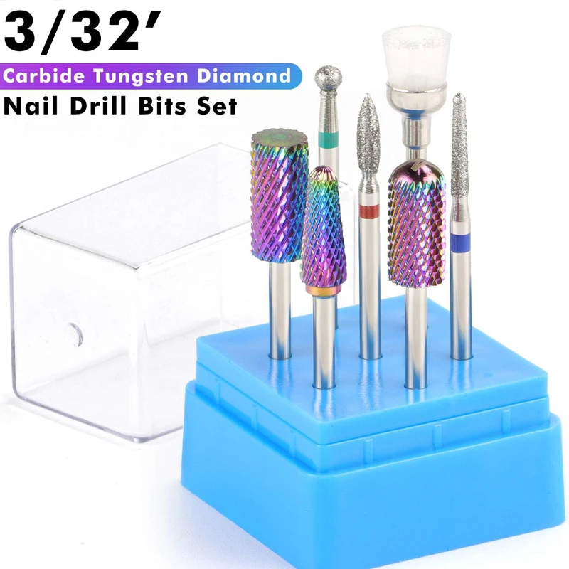 7pcs Nail Art Drill Set Tungsten Carbide Alloy Nail Art Machine Accessories Milling Cutter Electric Nail File nail drill bits