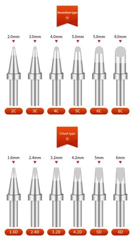 Бессвинцовые паяльные жала 500-B/500-K/500-SK/500-5D для паяльных станций