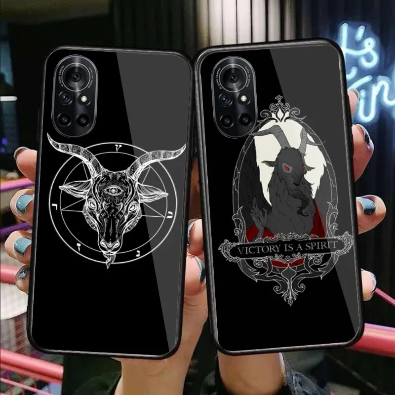 

Чехол для телефона Baphomet для Huawei P50 P40 P30 P20 Pro Mate 40 30 20 Pro Nova 9 8 7 PC, стеклянный чехол для телефона