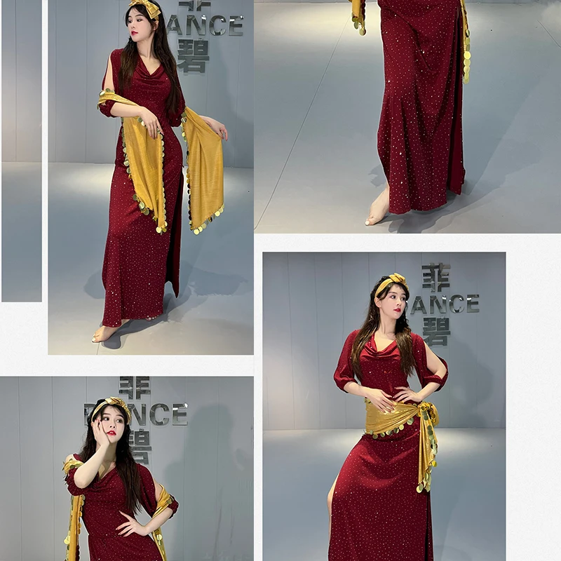 3 шт. набор головного платка пояс и юбка танец живота костюм сексуальный рабочий