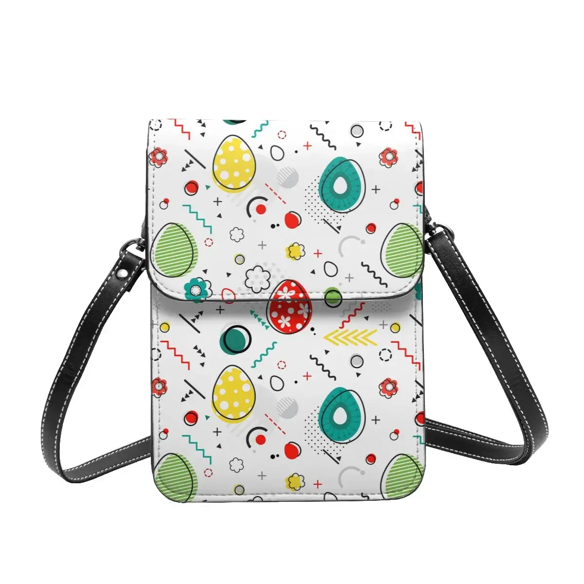 Сумка через плечо с пасхальными яйцами в стиле Мемфиса школьная кожаная женская