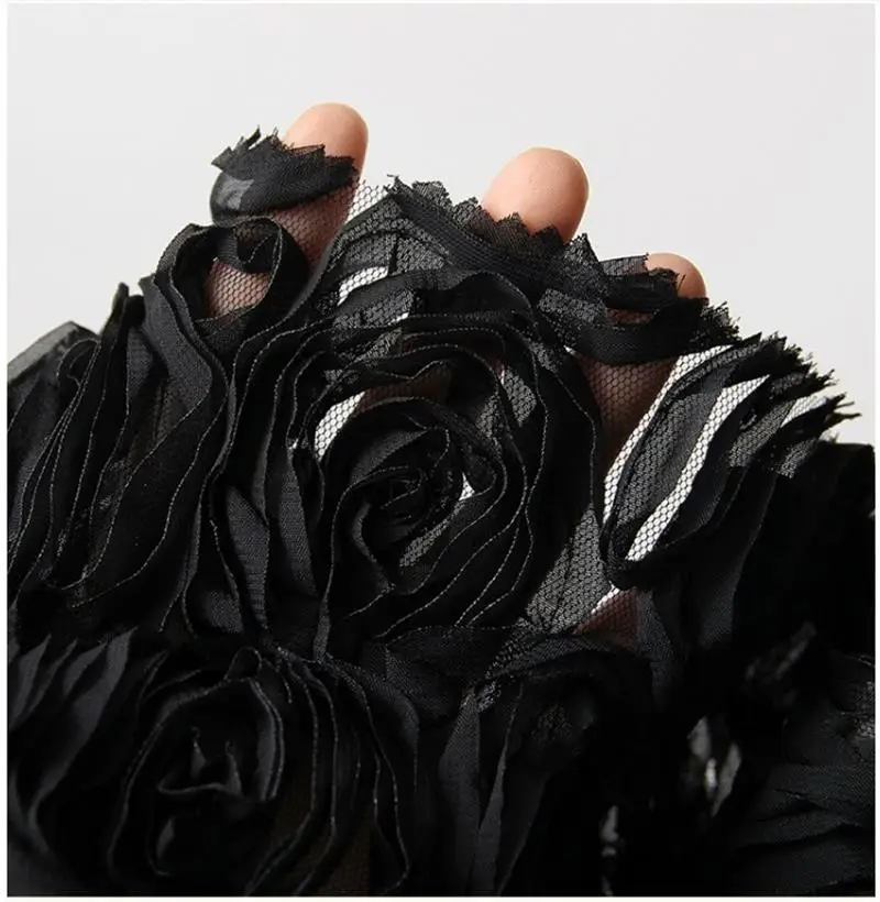 Прозрачная сетка 3D Роза вышитая ткань Модная креативная дизайнерская