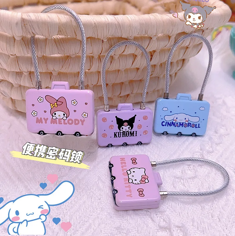 

Милый Sanrio Cinnamoroll Kuromi с кодовым замком, милый мультяшный чемодан, маленький навесной замок, товары для домашних студентов