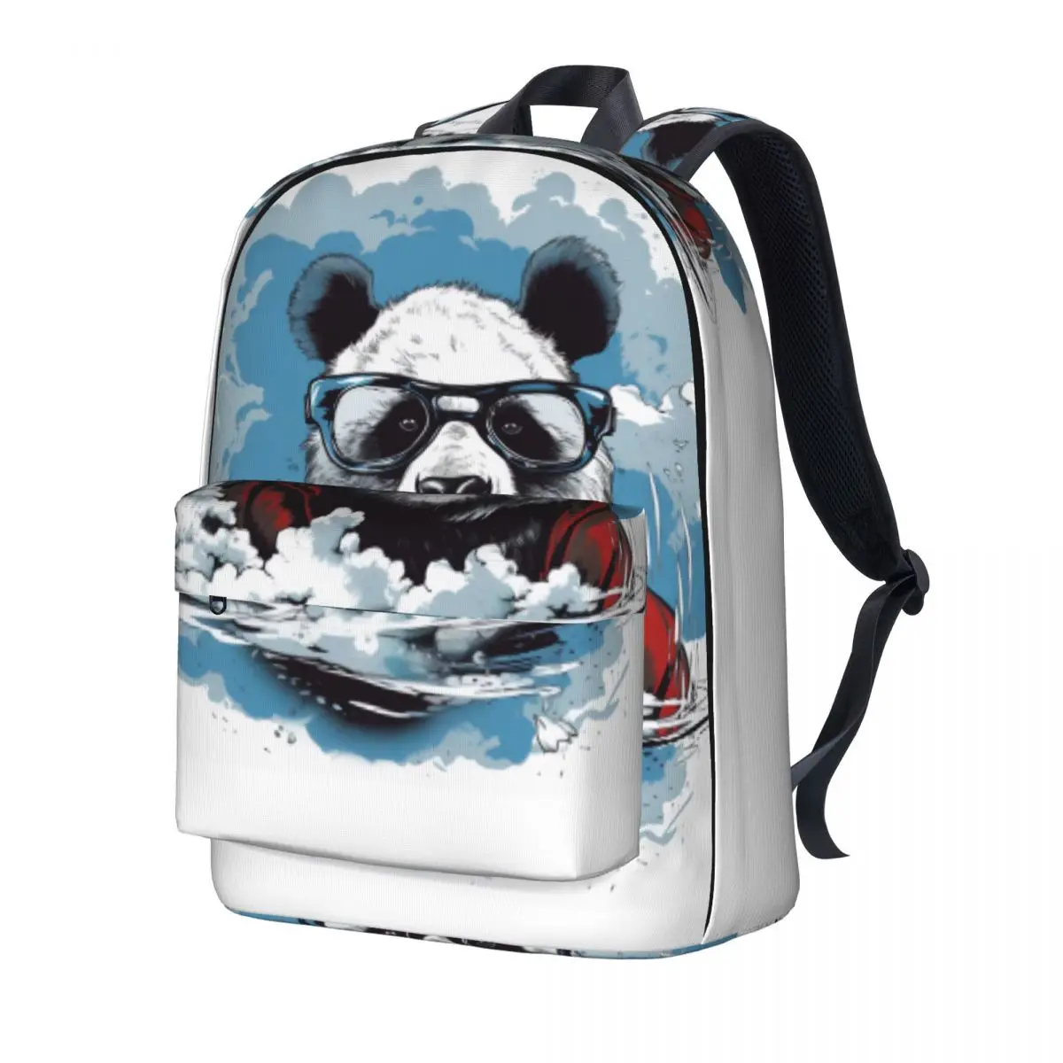 

Panda Backpack Youth Animal With Glasses Crazy Breathable Backpacks Polyester Modern School Bags Travel Designer Rucksack