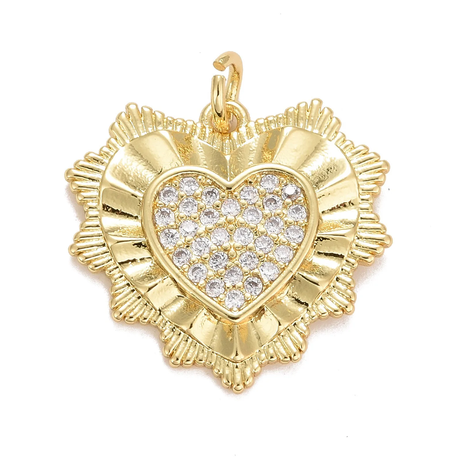 

Pandahall 10Pcs Heart Shape CZ Cubic Zirconia Pendants Charms with Rack Plating Brass Findings For Necklace Jewelry Making Gift