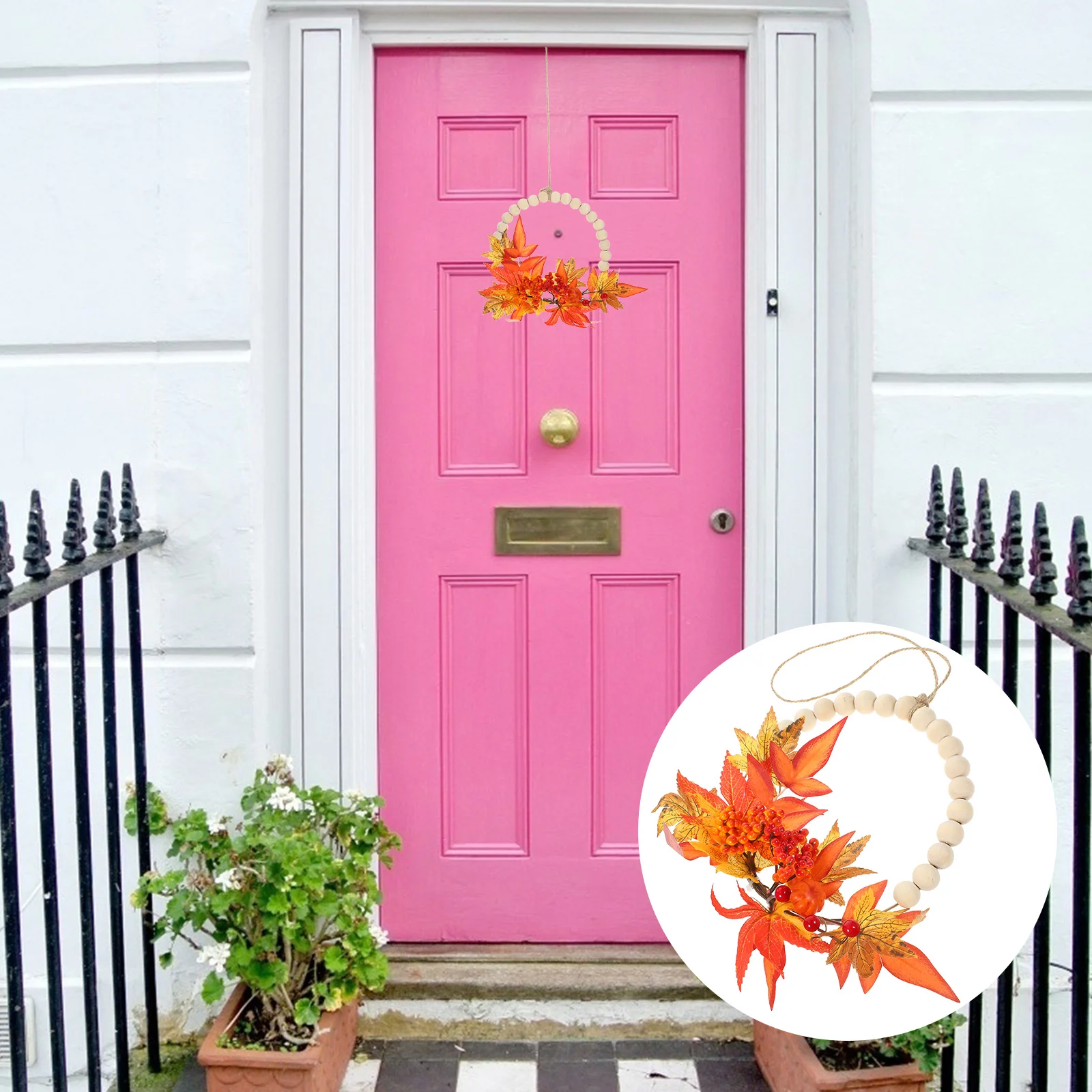 

Wreath Decor Thanksgiving Decoration Hanging Ornament Autumn Front Door Artificial Fall Harvest Farmhouse Pumpkin