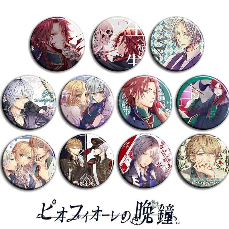 

11pcs/1lot Anime Pio Fiore no Banshou Figure 948 Metal Badges Round Brooch Pin Badge Bedge Gifts Kids Toy