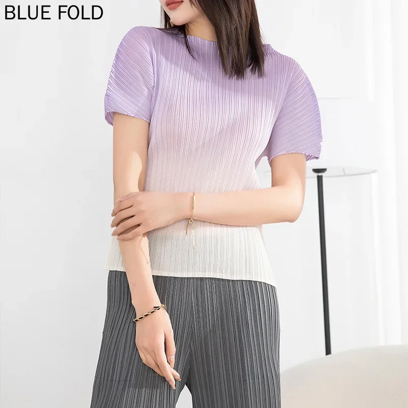 Женская летняя новая футболка с короткими рукавами градиентная цветная печать