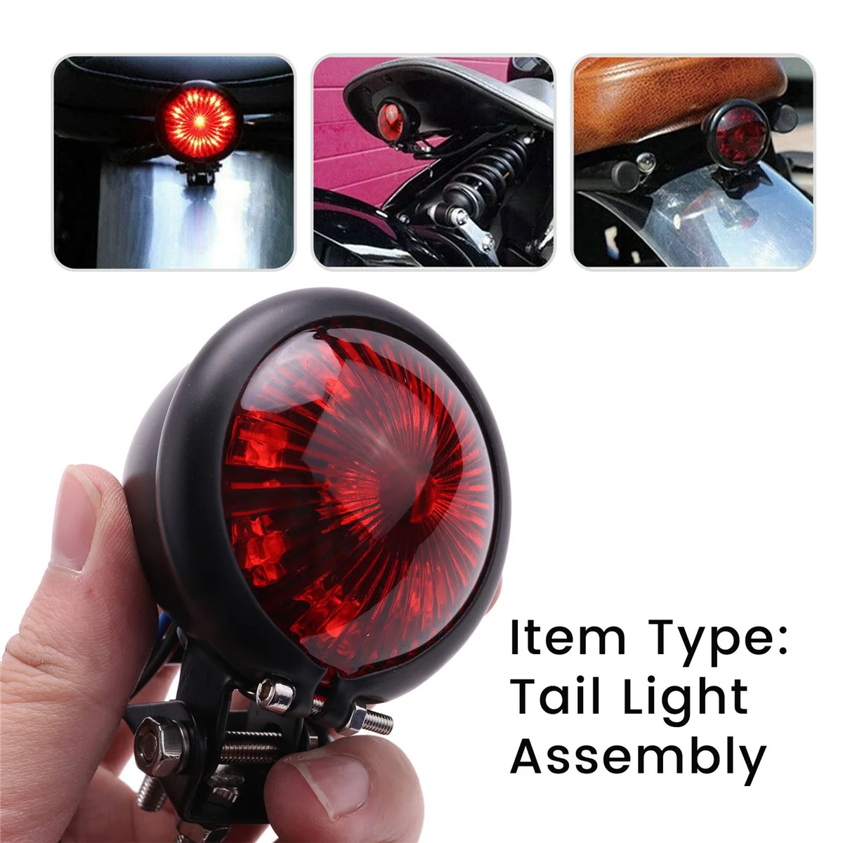 

Red 12V Led Black Adjustable Cafe Style Stop Tail Light Motorcycles Brake Rear Lamp Tail Light for Chopper
