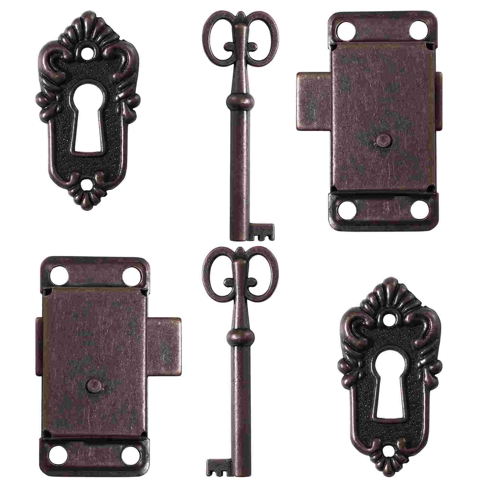 

Lock Locks Key Cabinet Box Cupboard Vintage Keys Jewelry Furniture Decorative Replacement Latches Bronze Case Buckle File Retro