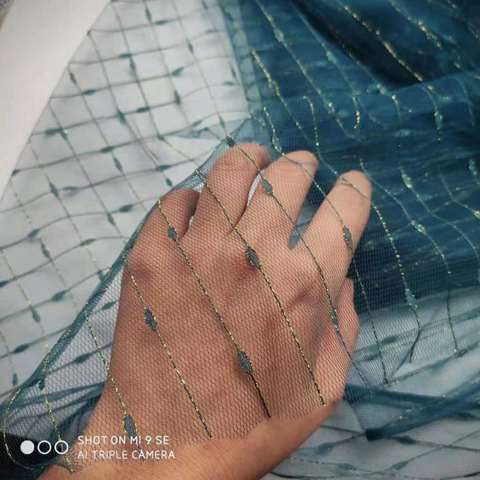 Широкая 150 см высококачественная сетка с золотой нитью сетчатая кружевная ткань