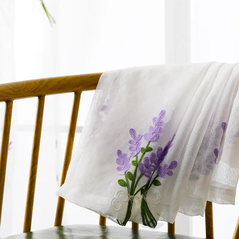 LISM Лавандовые вышитые прозрачные шторы оконные тюлевые для гостиной спальни
