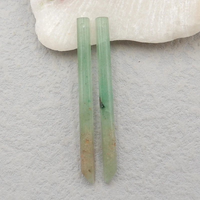

Натуральный драгоценный камень, зеленый авантюрин, модные женские длинные серьги из бисера, популярные ювелирные изделия, 56x4 мм 4,5 г