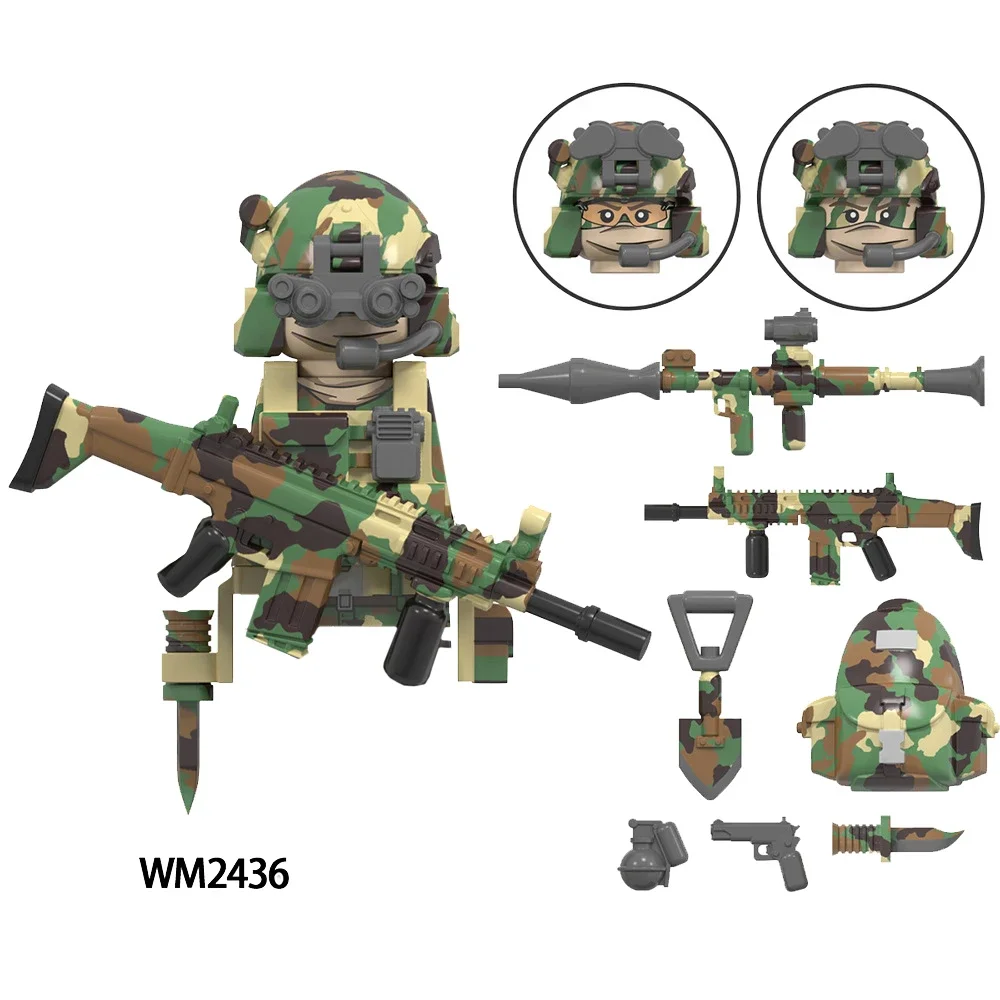 MOC милитари солдаты мини аниме Экшн фигурки оружие робот мейка строительные