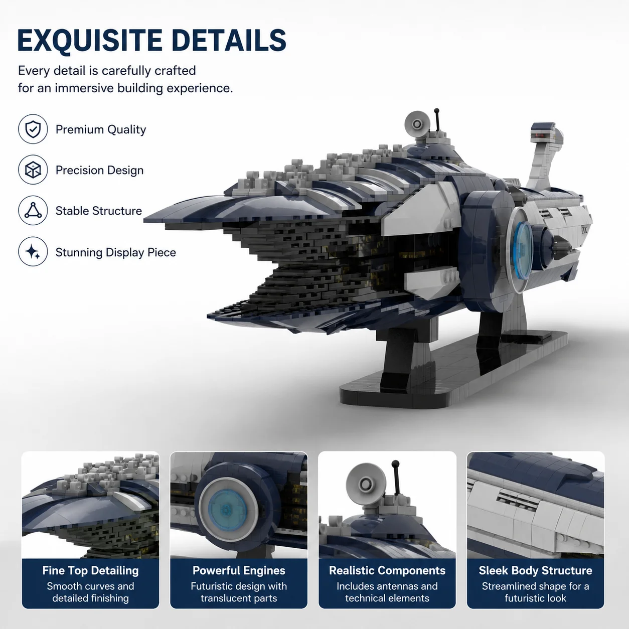 Фото Конструктор Galactic Starship MOC, модель научно-фантастического космического крейсера, набор для сборки межзвездного разрушителя, настольный декоративный элемент №3