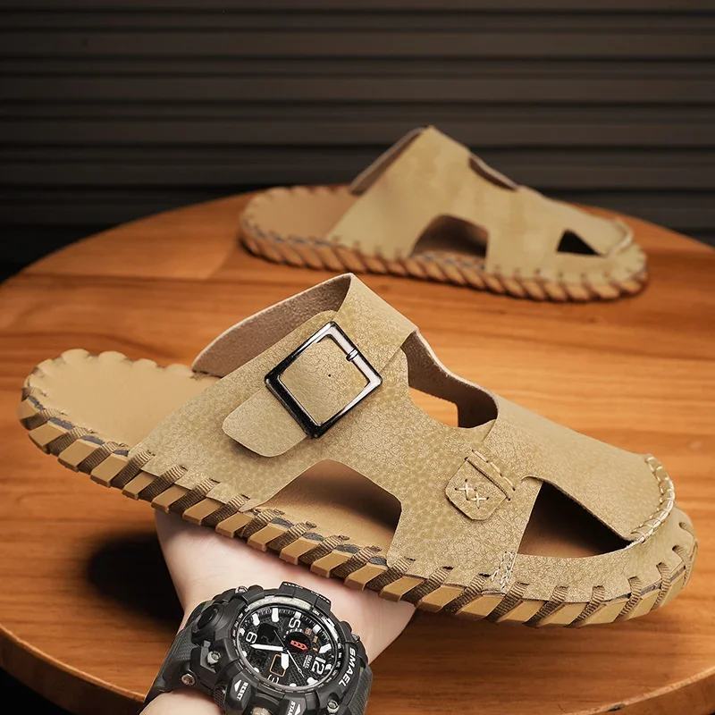 Летние мужские тапочки повседневные пляжные сандалии уличная обувь шлепанцы