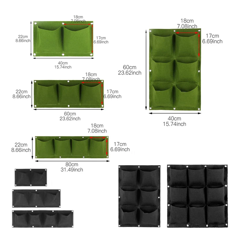 

Pocket Wall Hanging Planting Bags Gardening flowers Plant Grow Pot Planter vegetables Home Garden Tool