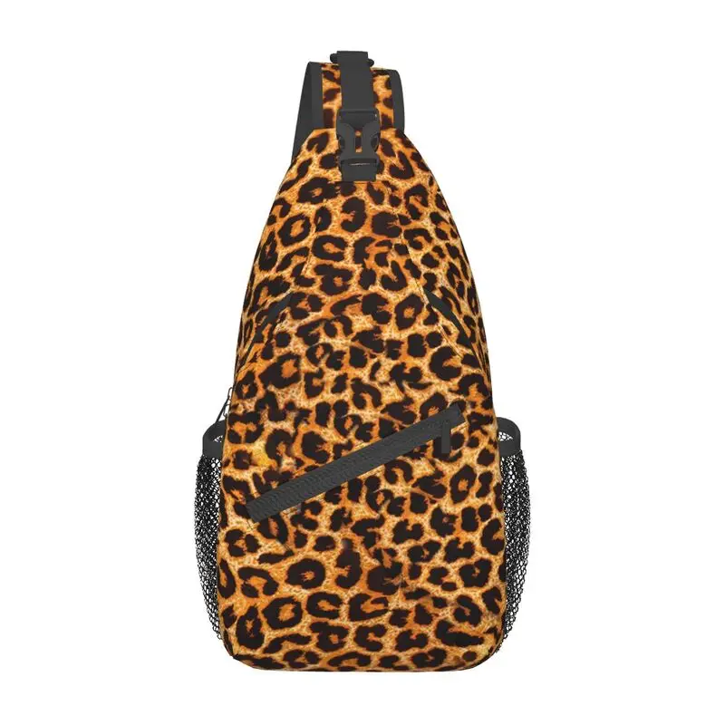 

Casual Leopard Fur Print Sling Bags for Traveling Men's Animal Skin Pattern Chest Crossbody Backpack Shoulder Daypack