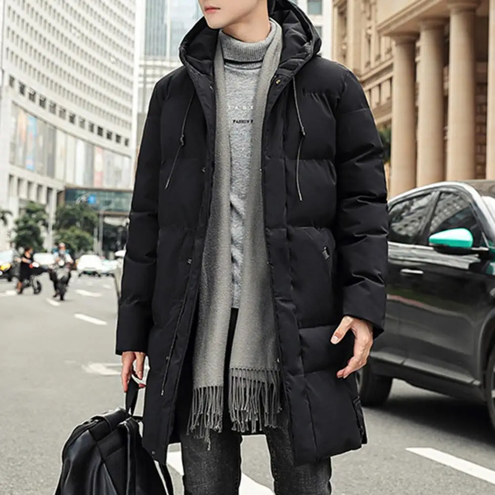 Stylish Men Winter Coat Hat Men Down Coat Padded Zip Up Plus Size Men Winter Coat  Thermal