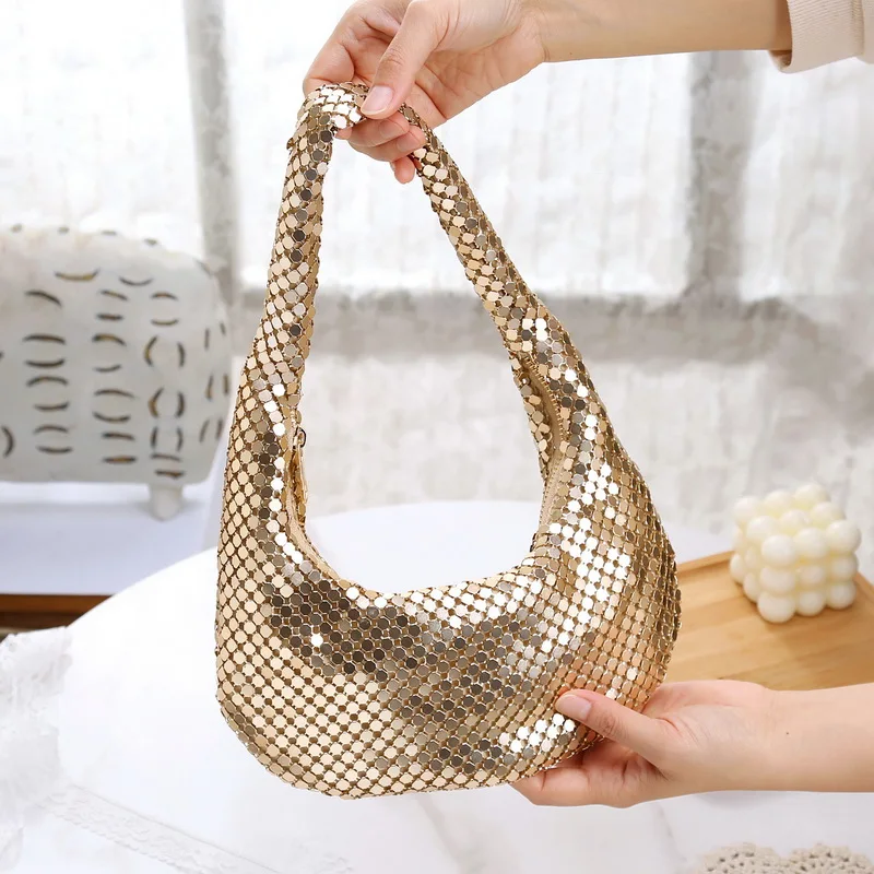 

Soft Women Evening Bags Zipper Sequined Small Clutch Female Party Wedding Handbags Purse