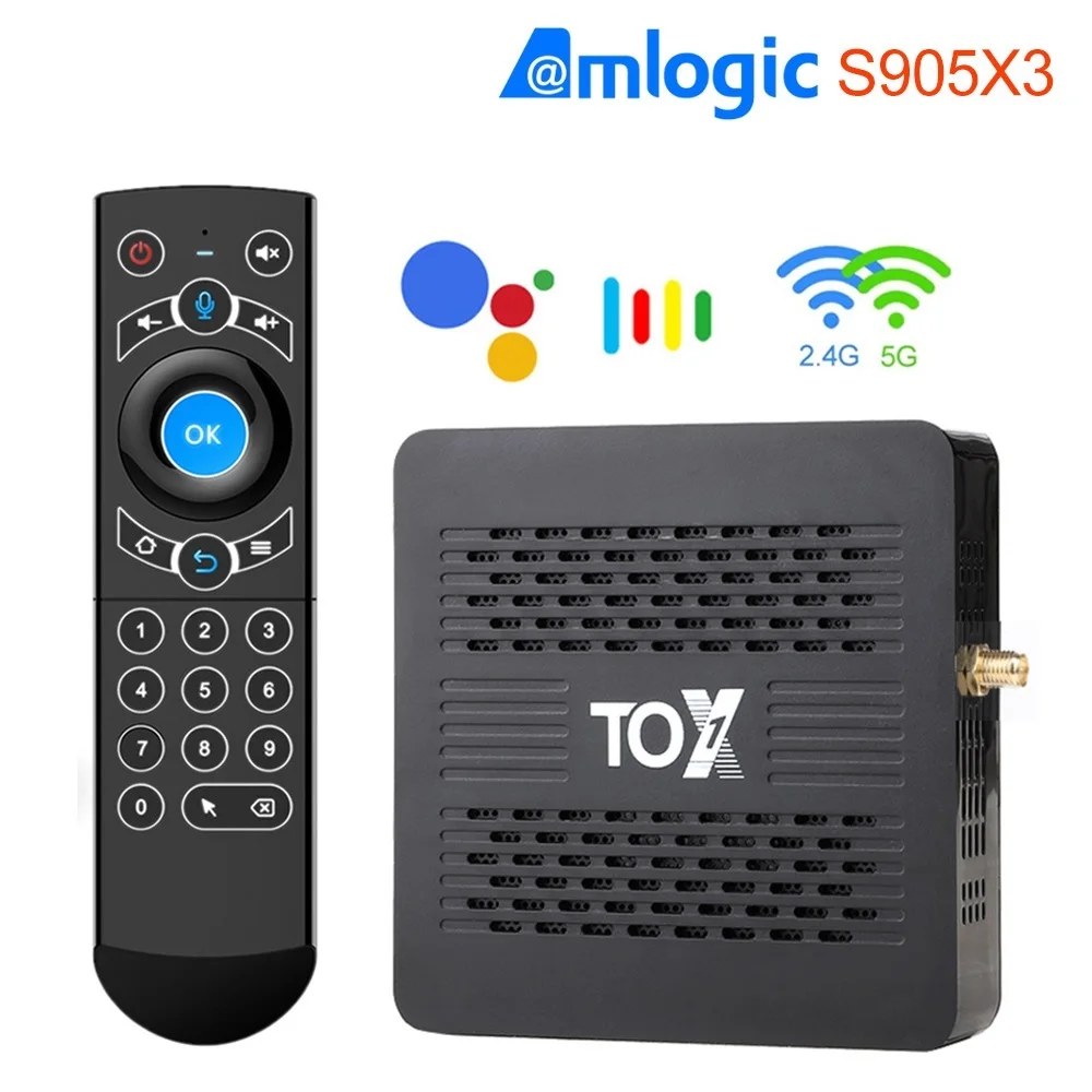 

TOX1 Android 9.0 Tv Box Smart Tv box 4GB RAM 32GB Amlogic S905X3 Dual Wifi 1000M 4K Media Player Support Dolby Atmos Audio