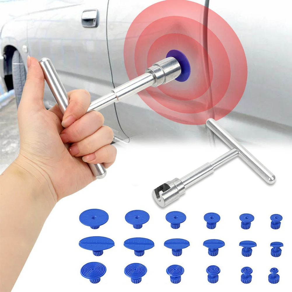 

19pcs/set Universal Car Dent Puller Plastic Suction Cup For Pulling Vehicle Remove Dents Tabs Sheet Metal Repair Tool Kit Hammer