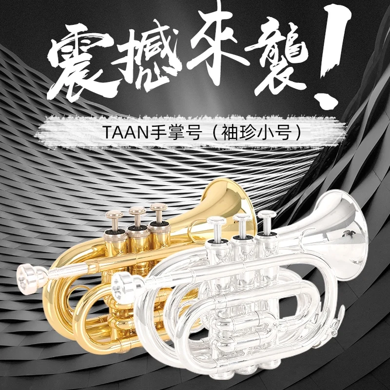 Для TAAN Palm Trumpet Карманная труба нижнего цвета B посеребренная латунная начальный