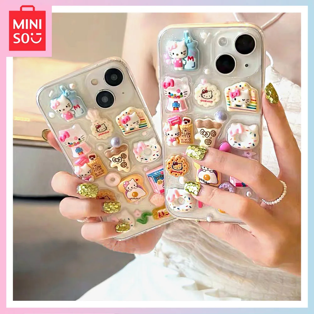

Miniso Cartoon Stereo Diy Hello Kitty Apply iPhone13 Phone Case iPhone14Promax Cute 12 Originality 11/xr Birthday Christmas Gift
