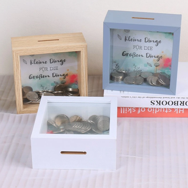 Деревянная копилка для денег банка хранения монет настольное украшение поделки