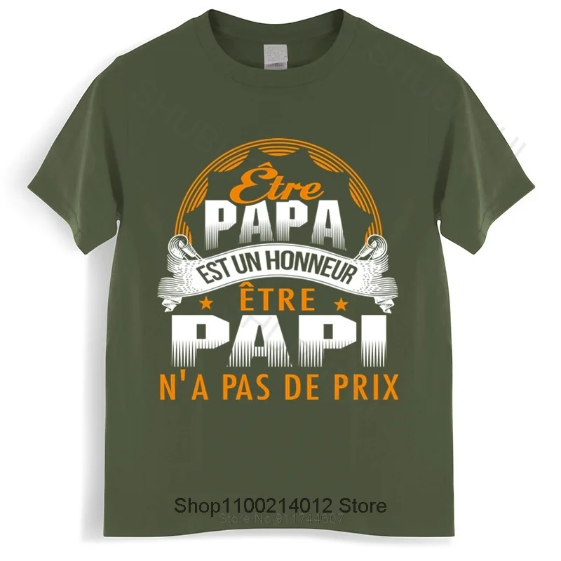 

Mens summer cotton tshirt loose tops Latest Papi Etre Papa Est Un Honneur N'a Pas De Prix T-shirt elegant male cotton tee-shirt